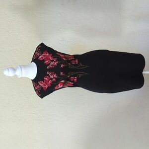 💎 Alexander McQueen Black Floral Wool-Blend Sheath Dress Size Small -Flawed Gem